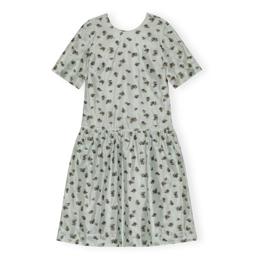 Ganni Groene Midi Jurk met Open Rug Green Dames