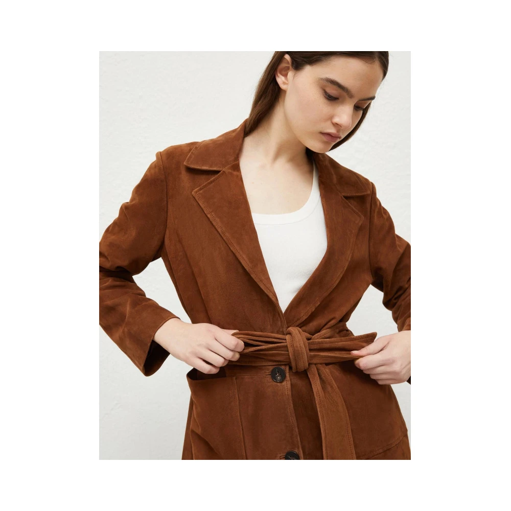 Marella Suede Caban Jas Array Groot Brown Dames