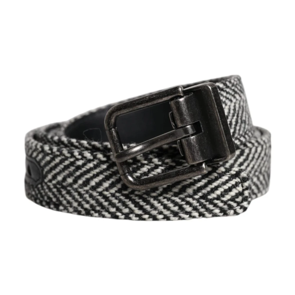 Dolce & Gabbana Men's Multicolor Belts, One Size, Wool Tweed Belt With Metal Buckle