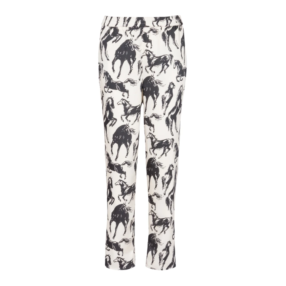 Balmain Zijden broek met paardenprint White Dames