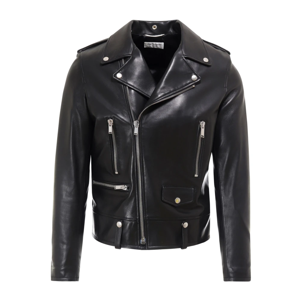 Saint Laurent Leren Asymmetrisch Ritsjack Black Heren