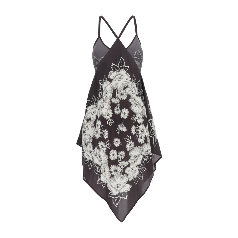 P.a.r.o.s.h. Bloemenzijden blouse met dunne bandjes Black Dames