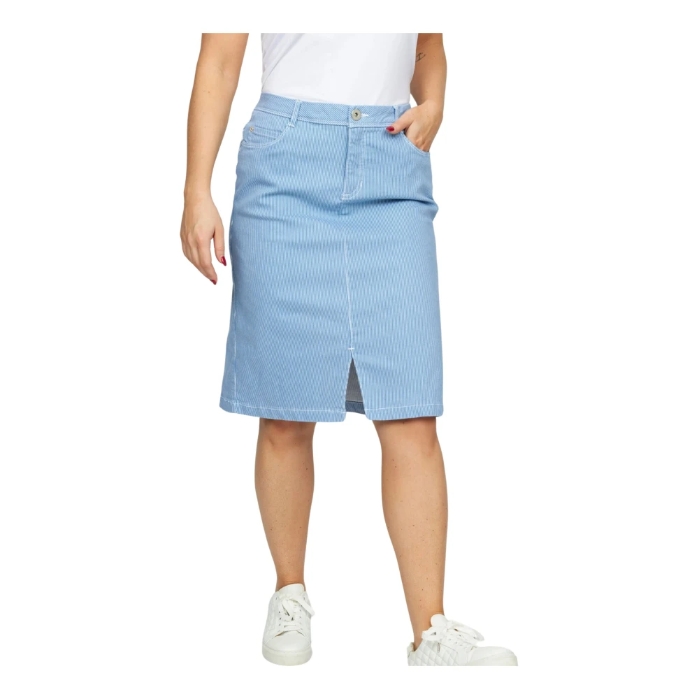 2-Biz Jeansrok met hoge taille Blue Dames