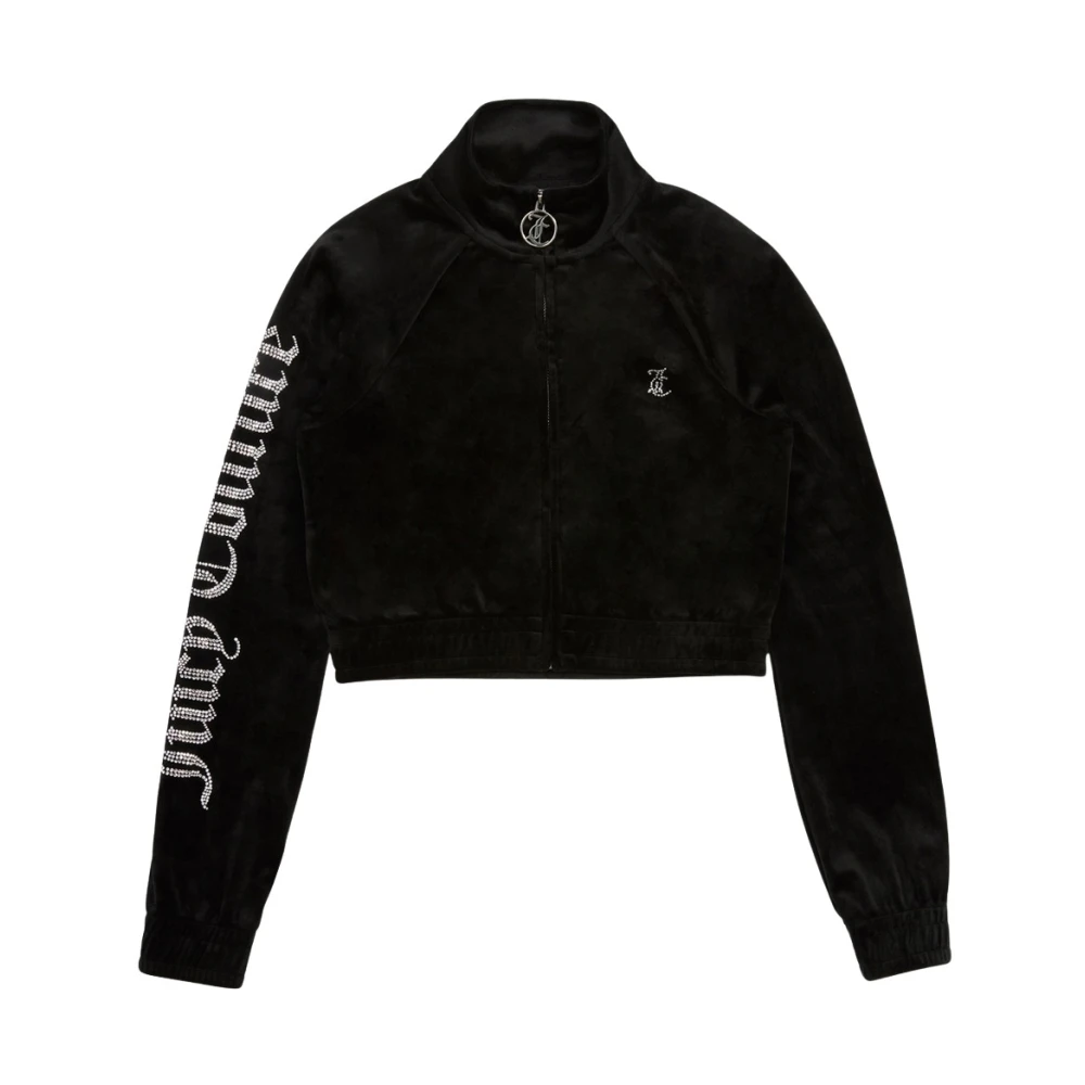 Juicy Couture Zwart Velours Cropped Track Jacket Black Dames