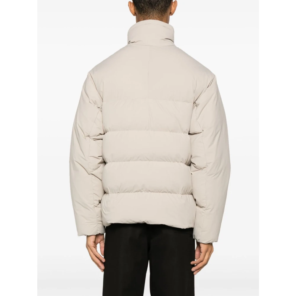 Junya Watanabe Gewatteerde Hoge Hals Rits Jas Beige Heren