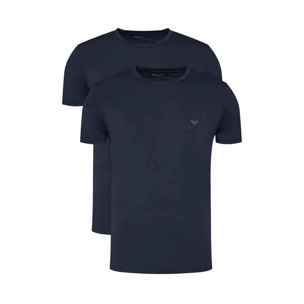 Emporio Armani Mannelijk Blauw Tops Heren, S, Katoen, Katoenen T-Shirt