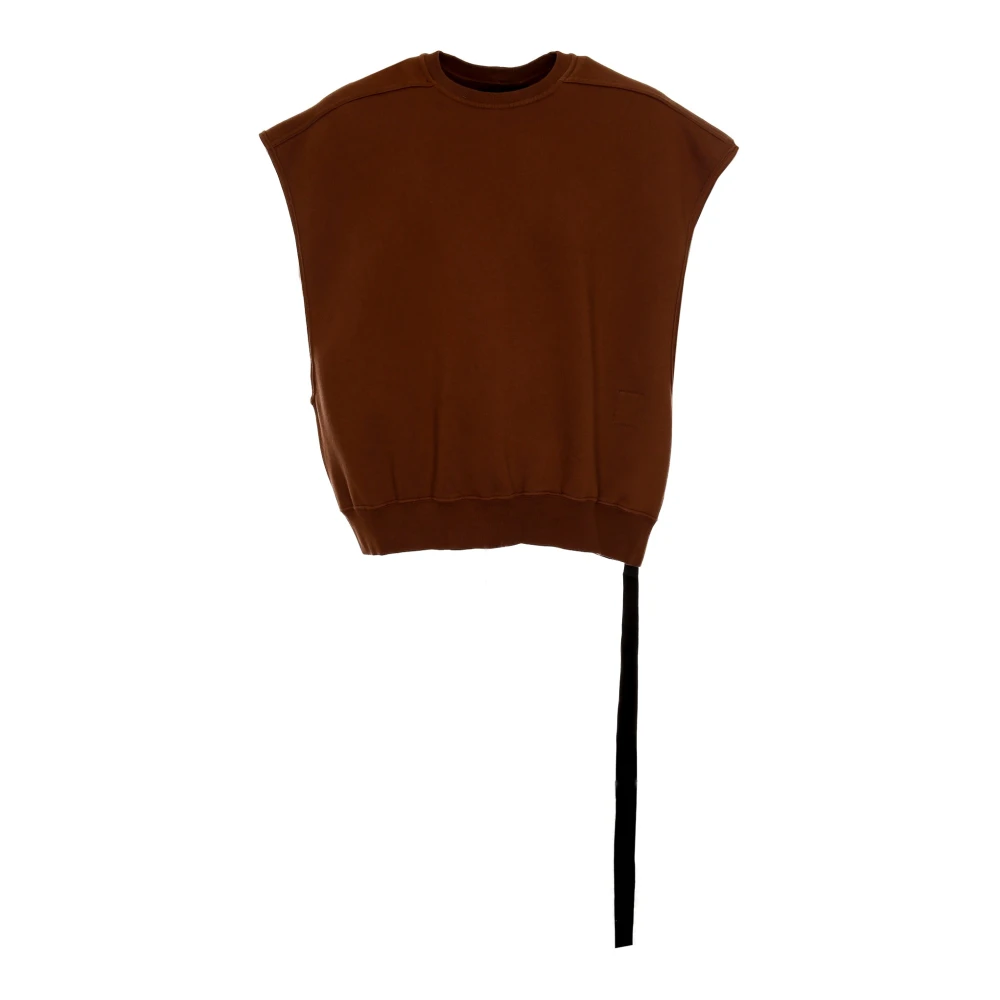 Rick Owens Mouwloze Fleece-gevoerde Sweatshirt met Tape Detail Brown Heren