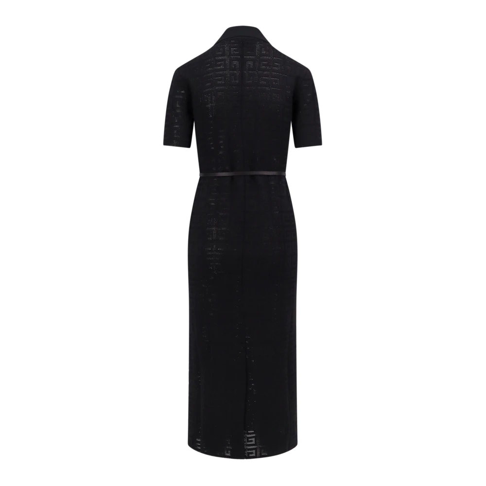 Givenchy Zwarte Satijnen Riemjurk Korte Mouw Black Dames