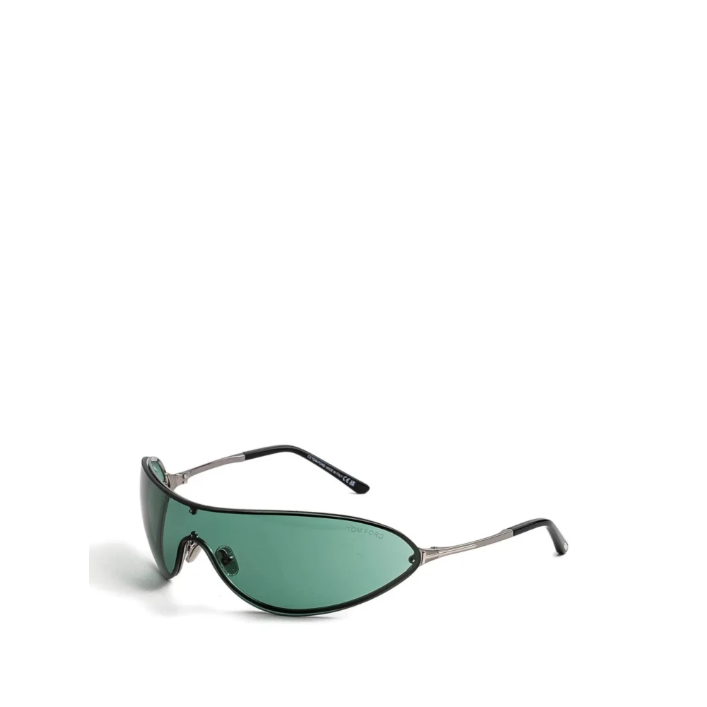 Tom Ford Unisex Grigio/Verde Ft1396 Brady-02 12N Occhiali Da Sole Metallo Maschera Normale - Immagine 3
