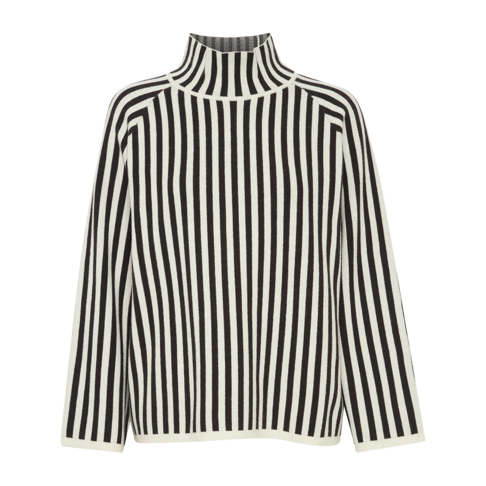 b.Young Gestreepte hoge hals raglan trui Black Dames