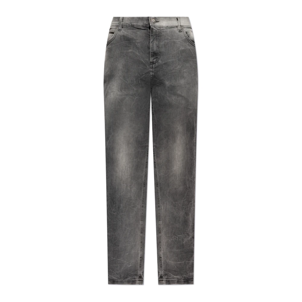 Balmain Klassieke Lion Head Jeans Grijs Gray Heren