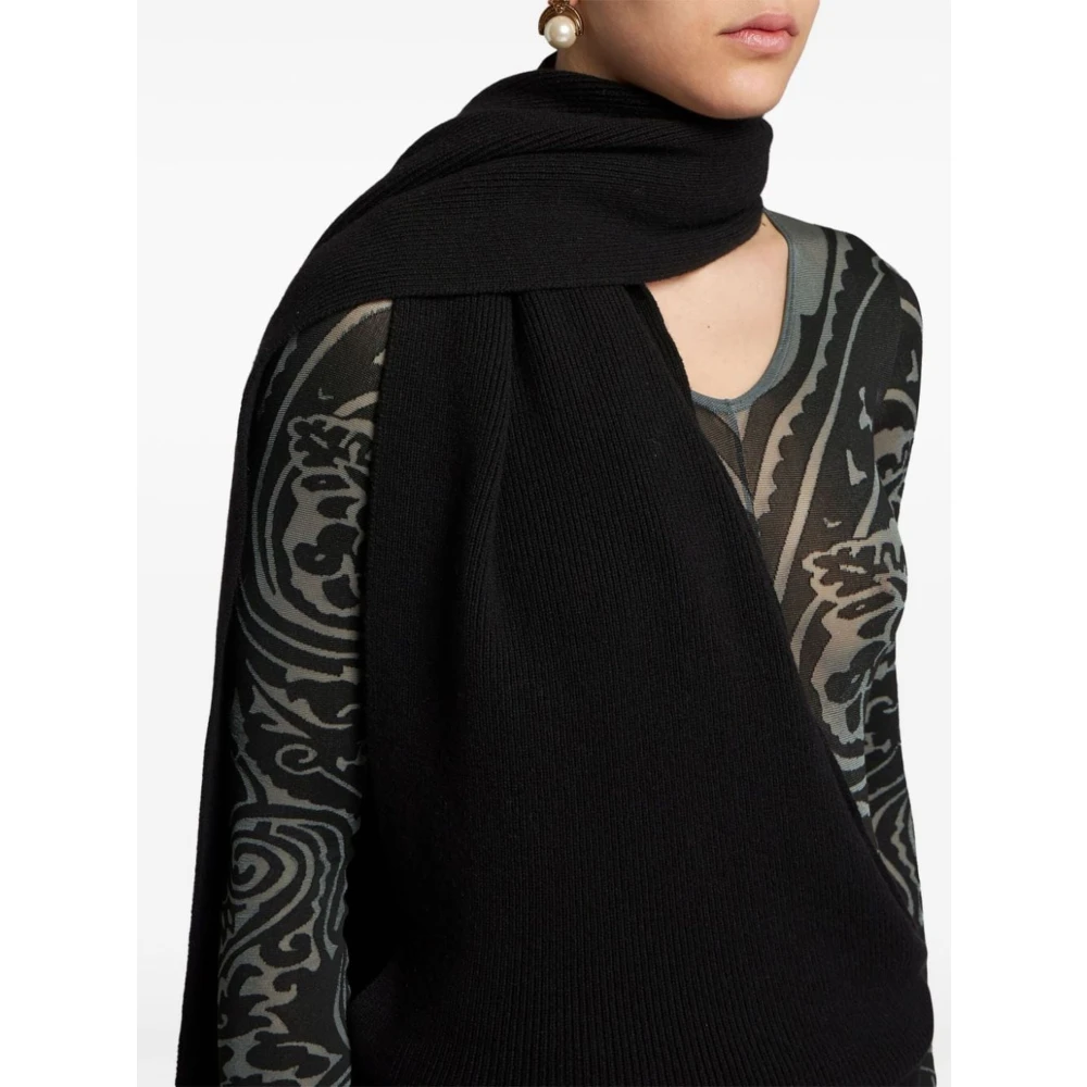 ETRO Zwart Ribgebreide Midi Jurk Black Dames
