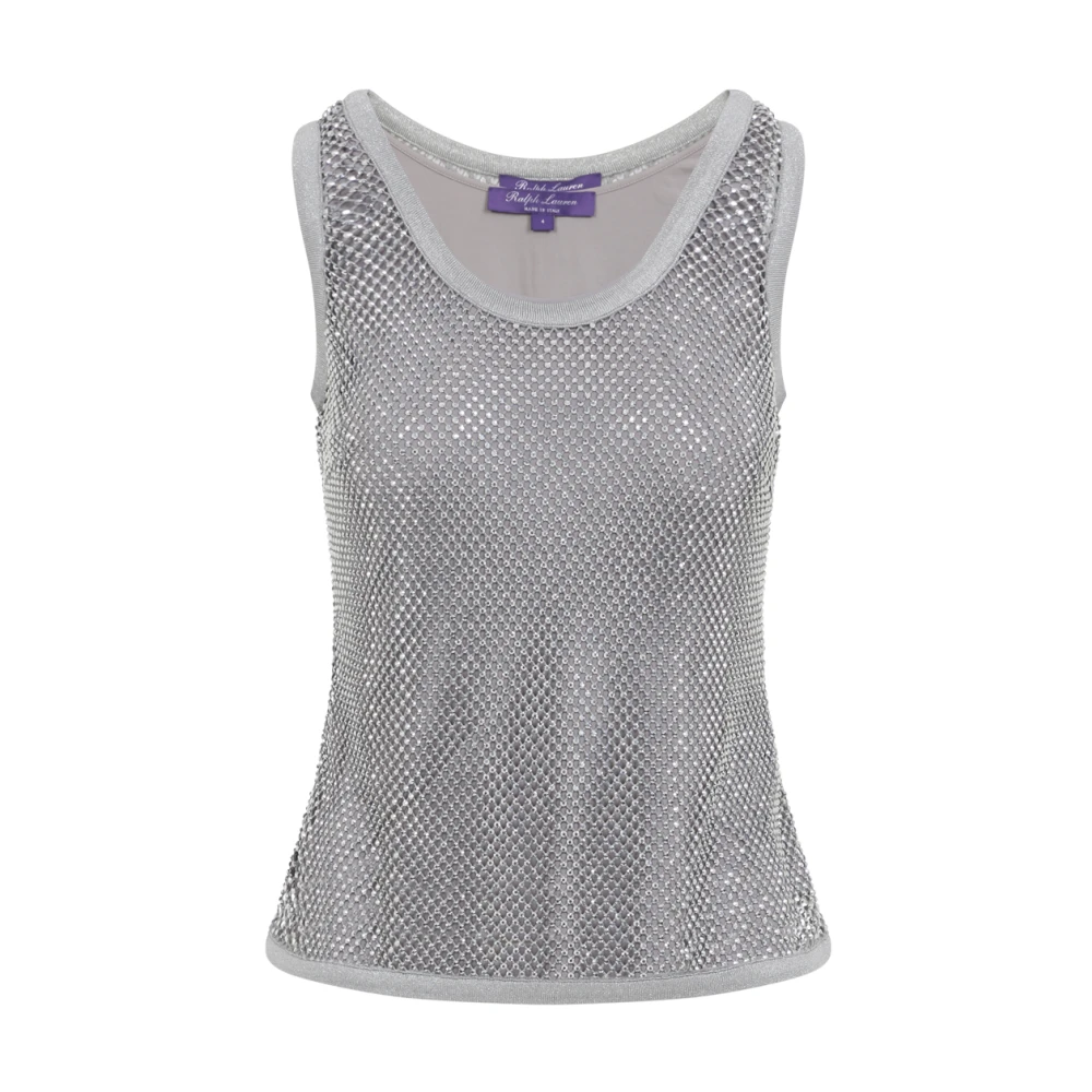 Ralph Lauren Gray Sleeveless Tops, Female, Xs, Women's Shirts Clothing Silver Ss26