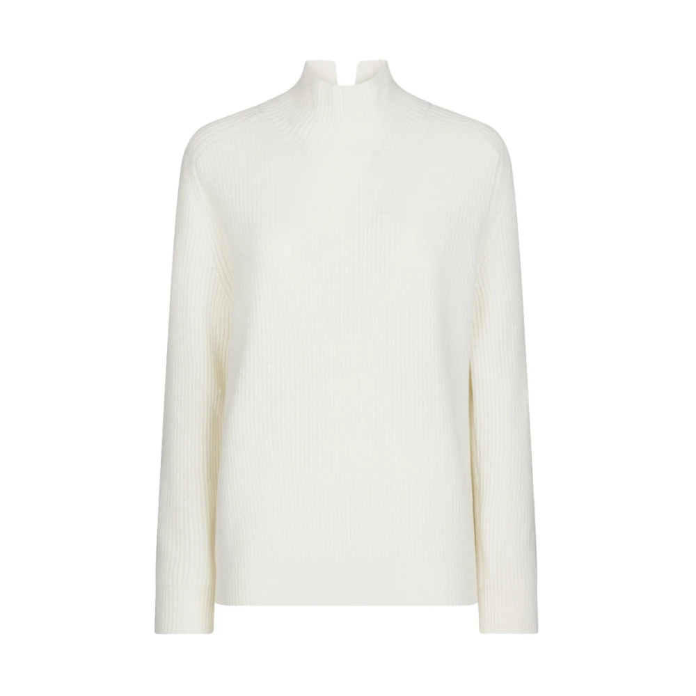 Dondup Women's White Regular-Fit Polo Neck Jumper In Fisherman's Rib - Turtlenecks - Xs - Knitwear