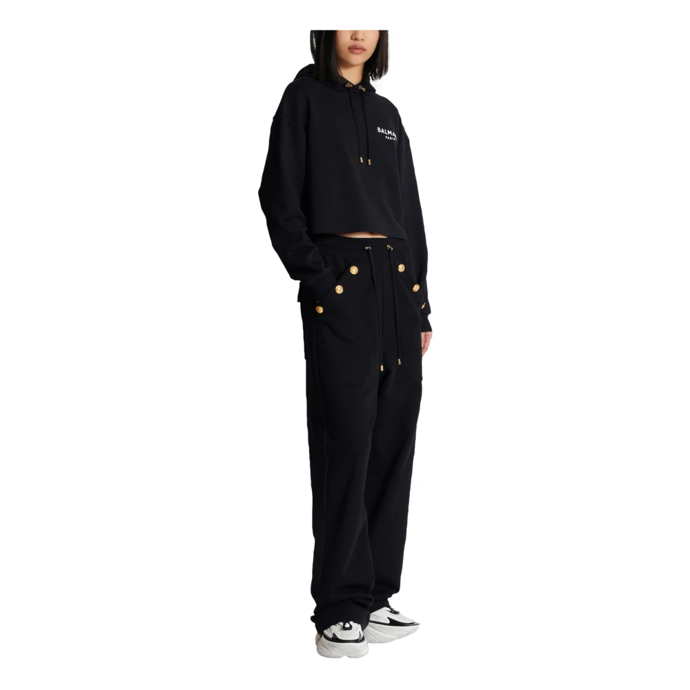 Balmain Flocked Paris hoodie Black Dames