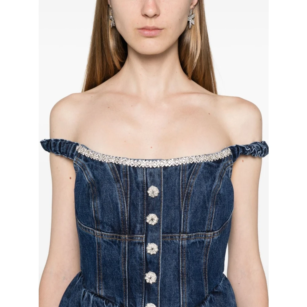 Self Portrait Blauwe Jurk Aw24 Damesmode Blue Dames
