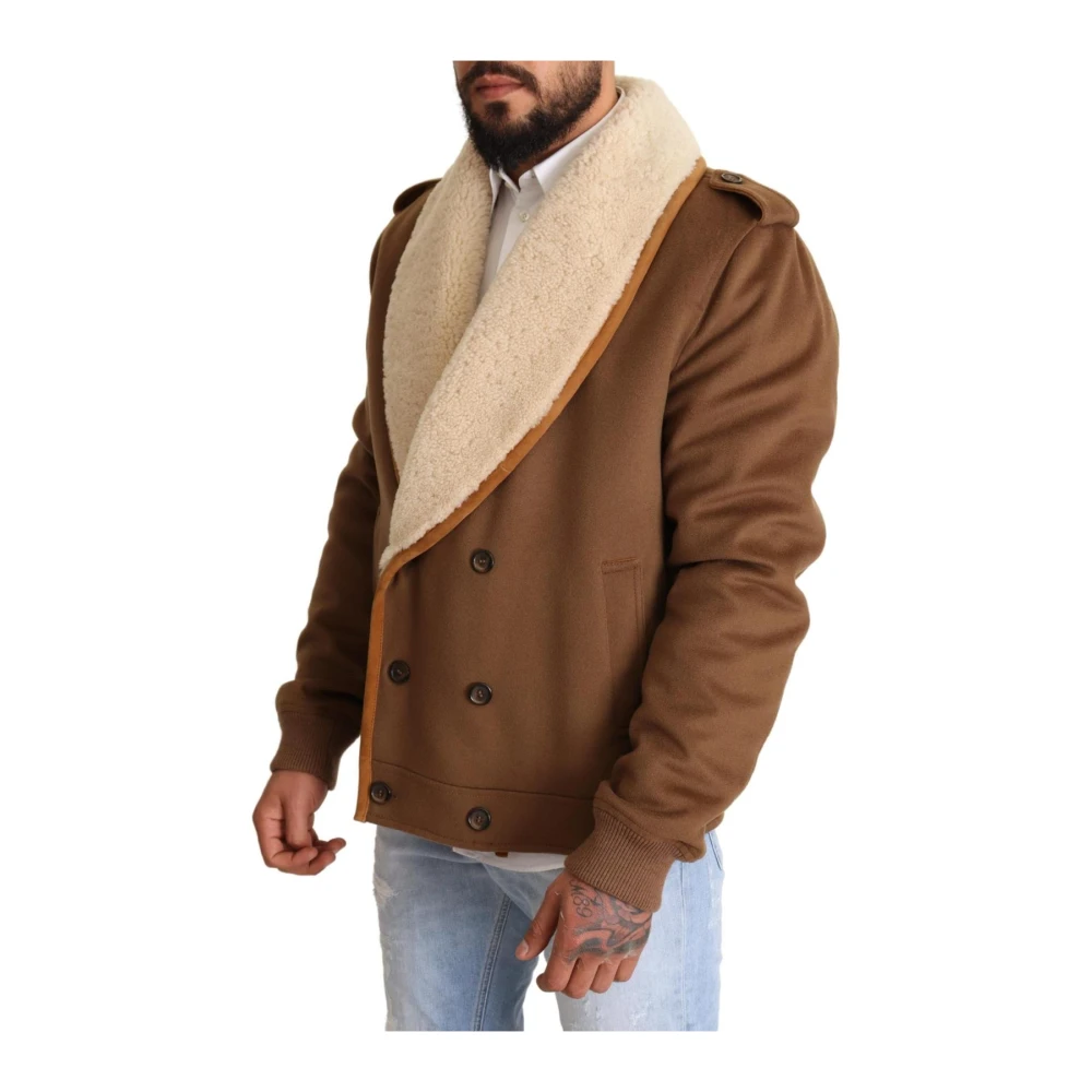 Dolce & Gabbana Logo Shearling Jacket - Male - Faux Fur & Shearling Jackets - Brown - 2XL - Jackets - Image 3