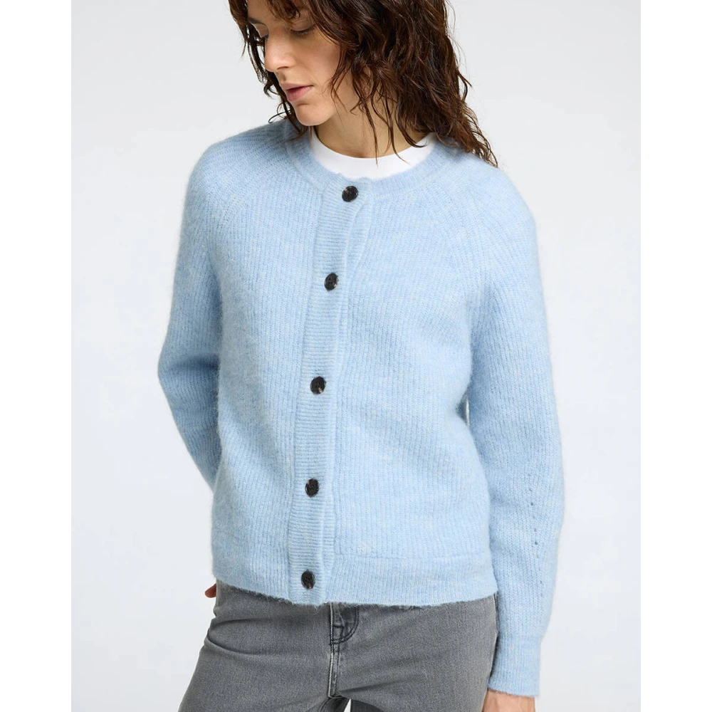 Selected Femme Gebreid Kort Vest Blue Dames