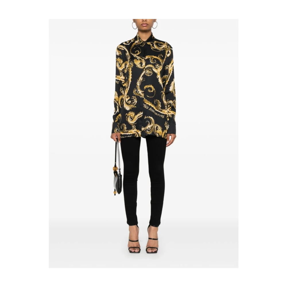Versace Jeans Couture Zwarte shirts voor vrouwen Aw24 Multicolor Dames