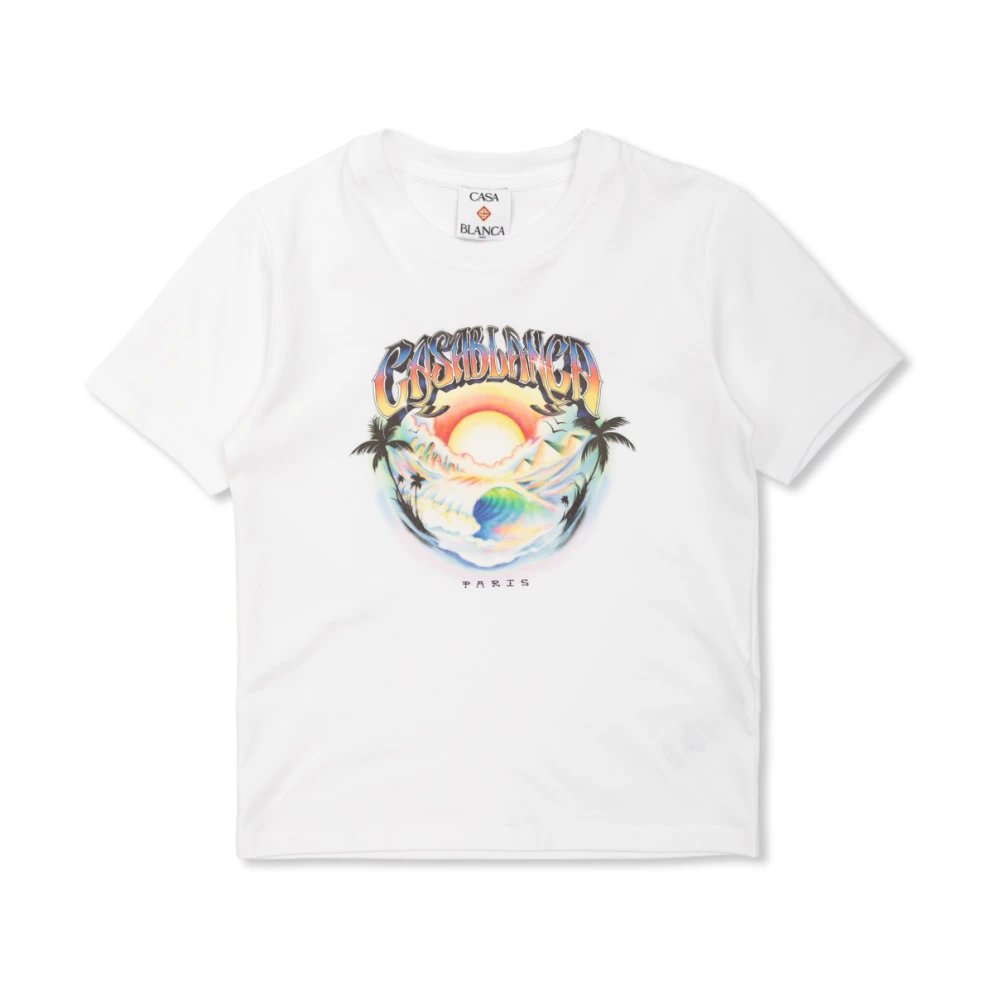 Casablanca T-Shirt With A Colorful Print - Unisex - Kids Short Sleeve T-Shirts - White - 11 Y - Kids