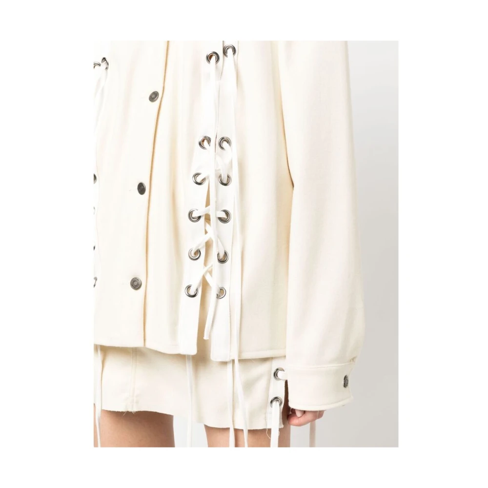 Julfer Ivory Lace-Up Wool Jacket Beige Dames