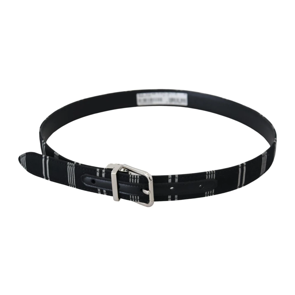Dolce & Gabbana Gestreepte katoenen riem met zilveren gesp Black Dames