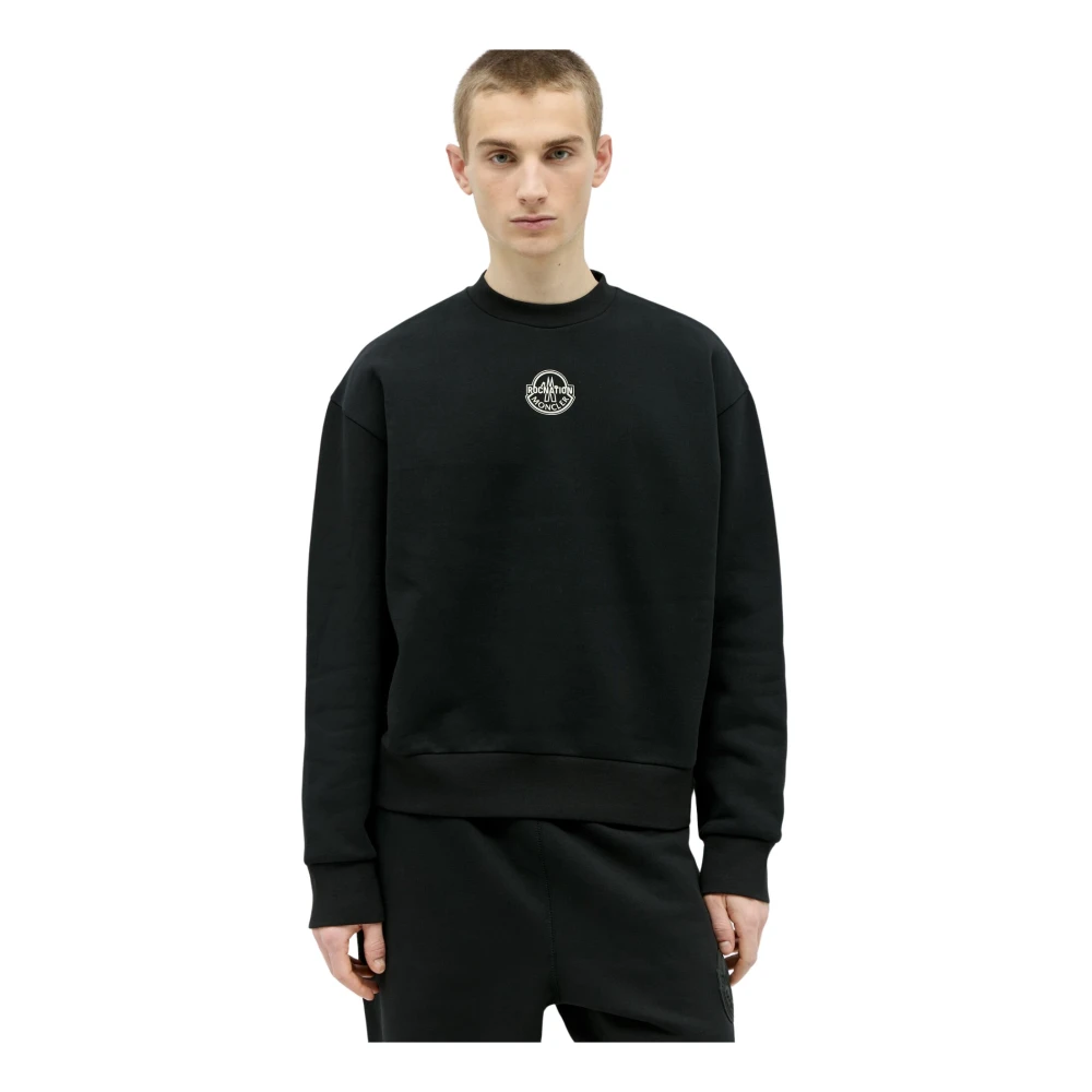 Moncler Katoen Fleece Logo Applique Sweatshirt Black Heren