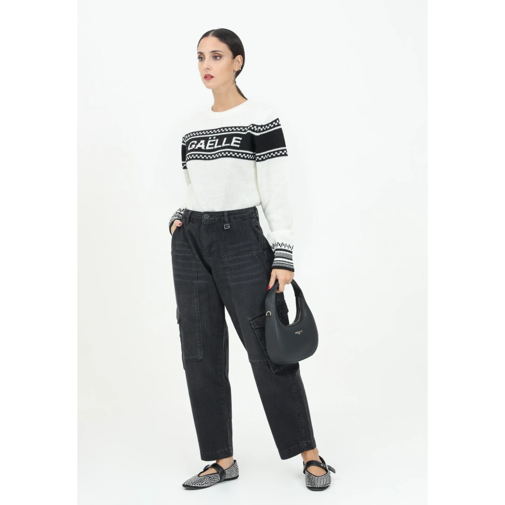 Gaëlle Paris Zwarte Cargo Jeans met Oversized Zakken Black Dames