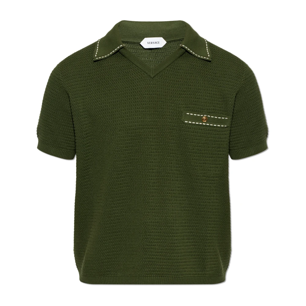 Versace Uomo Verde - Pocket Polo Shirt - Knitwear - S