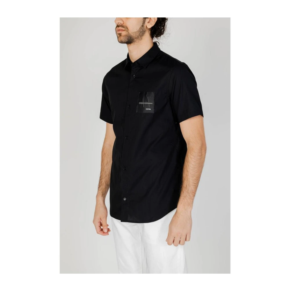 Armani Exchange Katoenen Korte Mouw Shirt Black Heren