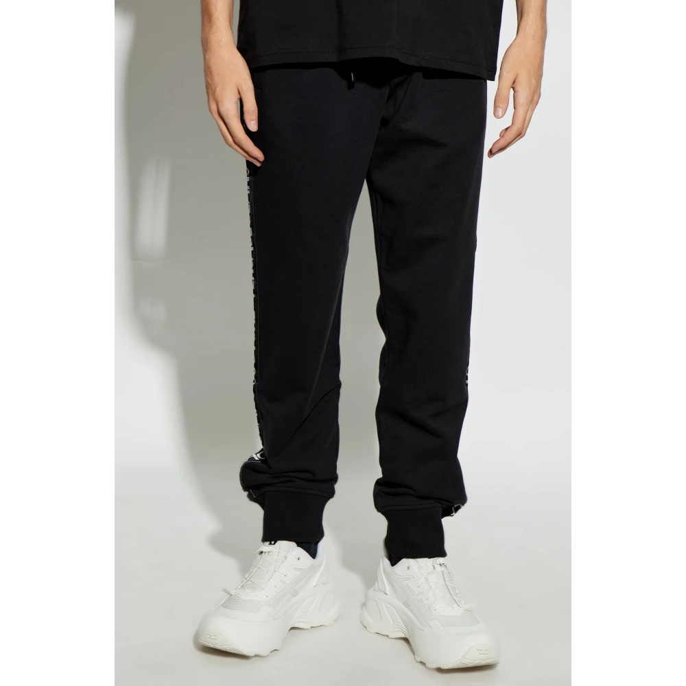 Versace Jeans Couture Sweatpants met logo zijstrepen Black Heren