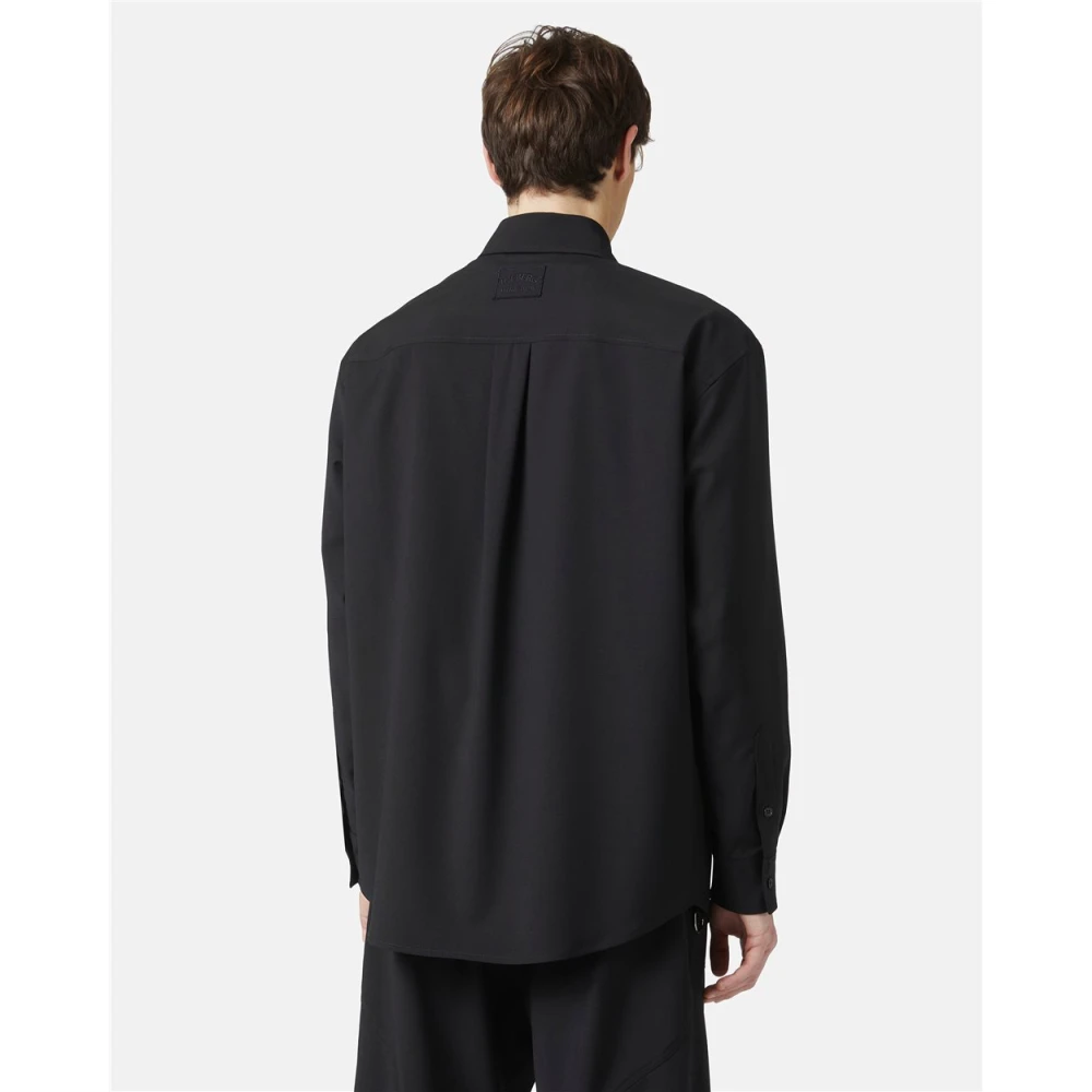Iceberg Stretch shirt met grosgrain detail Black Heren