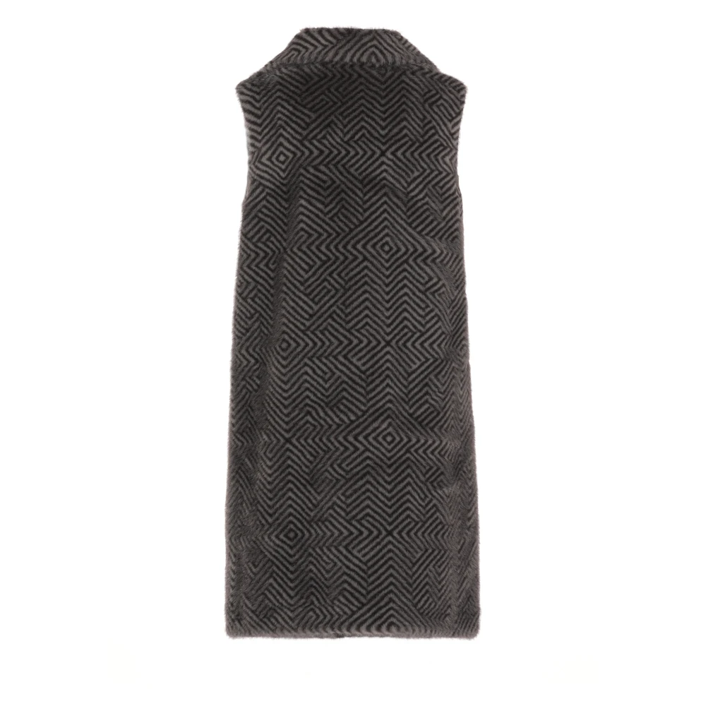 RRD Geometrisch Patroon Nep Bont Vest Gray Dames