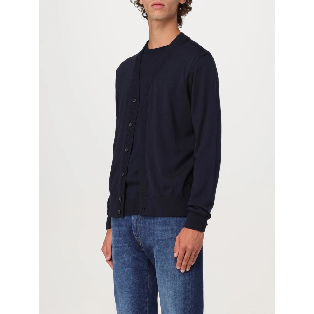 Paolo Pecora Blauwe Fijne Wol Vest Blue Heren