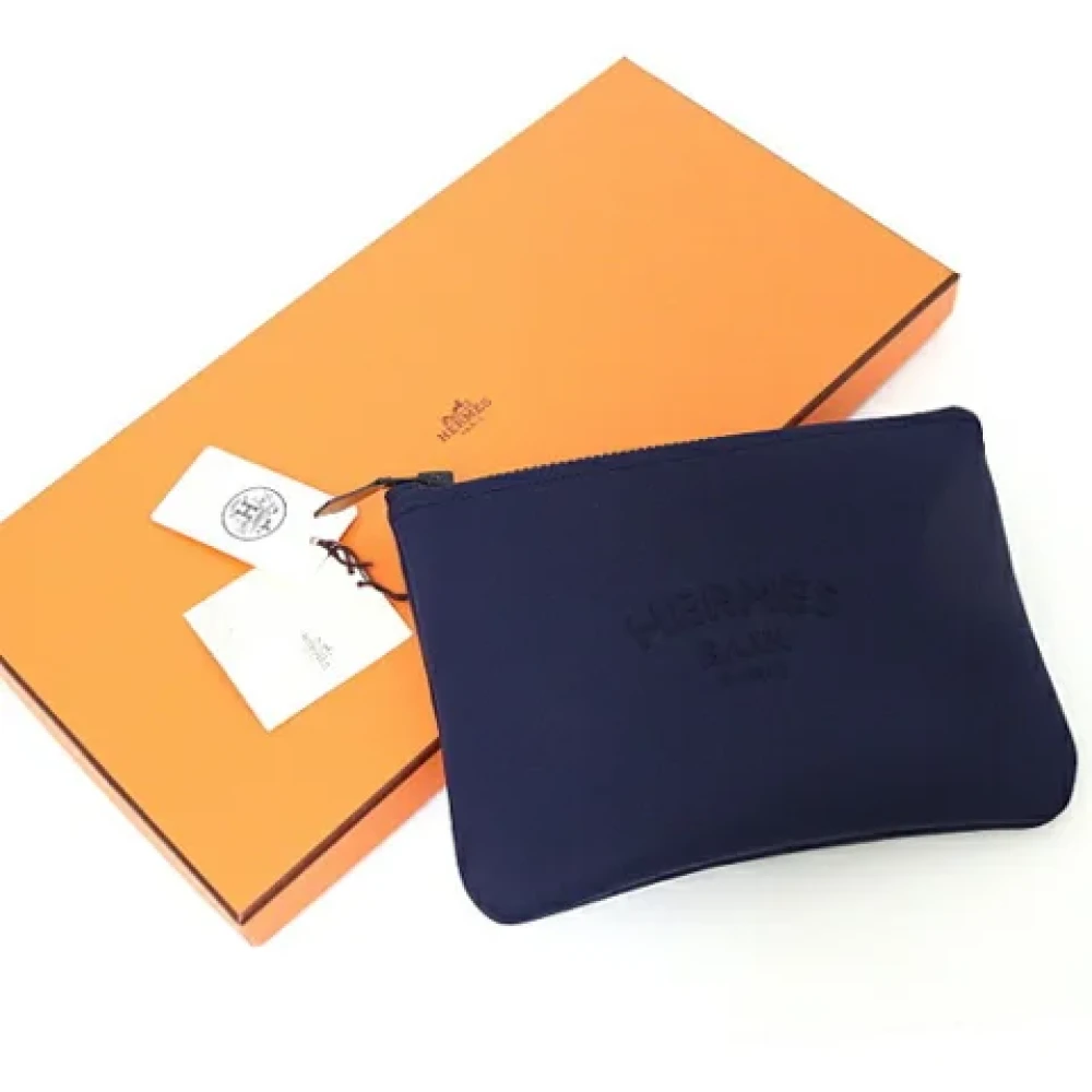 Hermès Vintage Pre-owned Nylon clutches Blue Dames