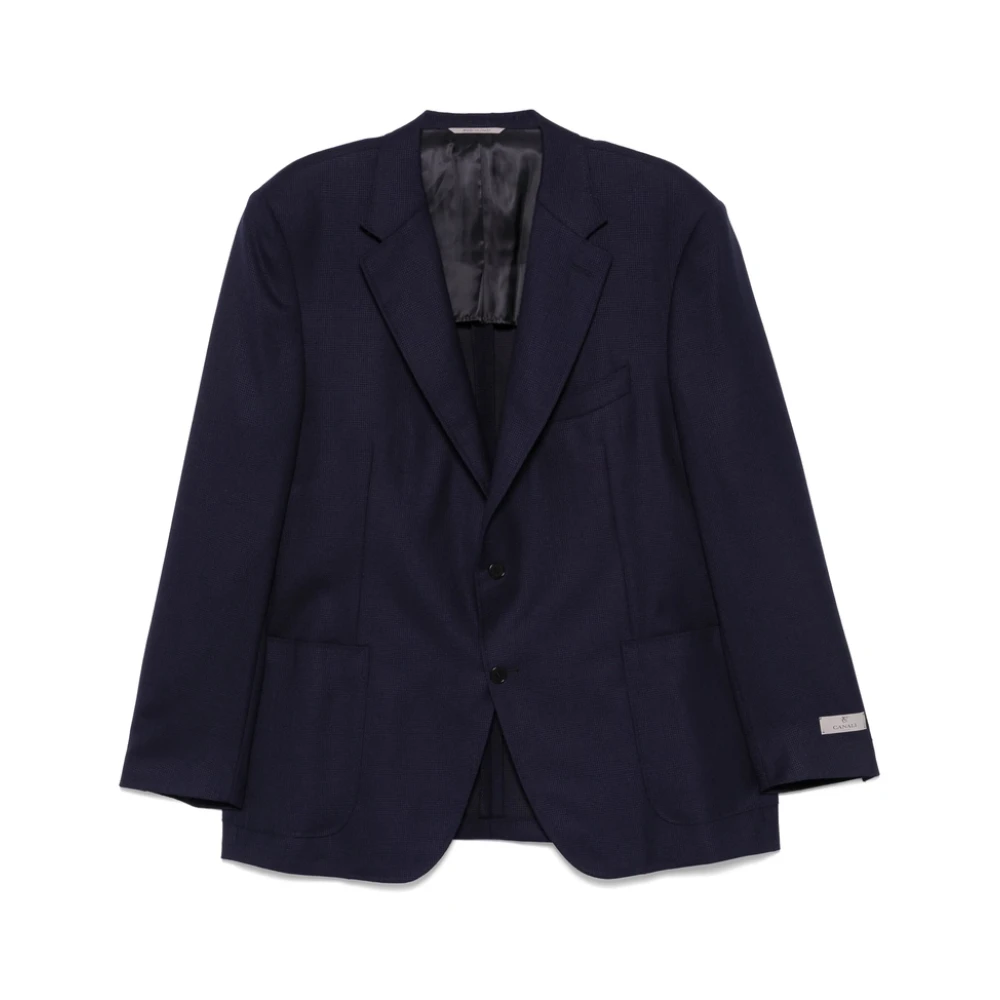 Canali Navy Blue Button-Up Jacket Blue Heren