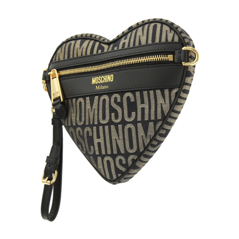 Moschino Hart Logo Lurex Tas Black Dames