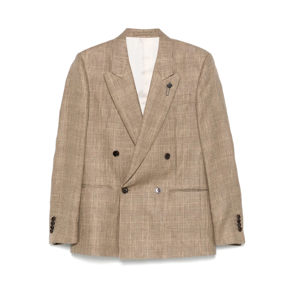 Lardini Bruine Double-Breasted Jas met Zakken Brown Heren