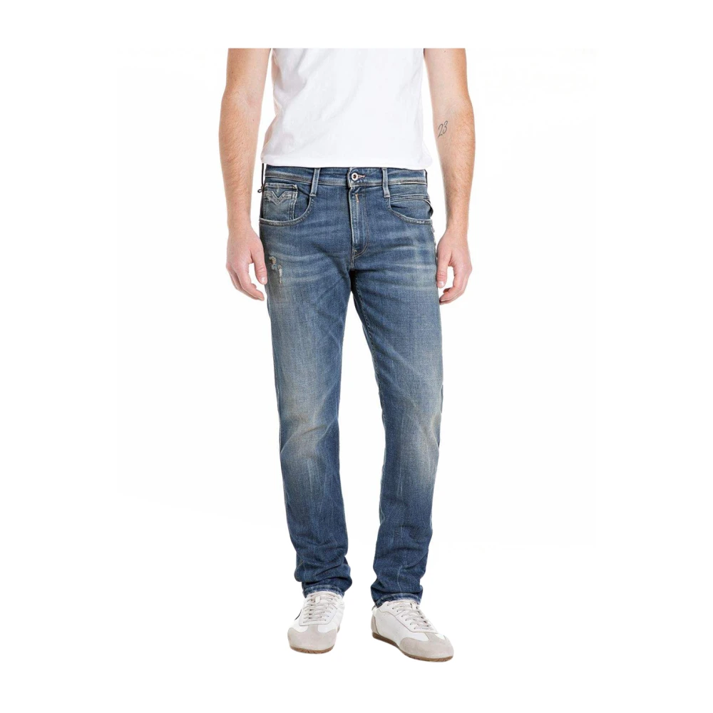 Replay Men's Blue Anbass Slim-Fit Jeans - Slim Fit Jeans - W33 - Jeans