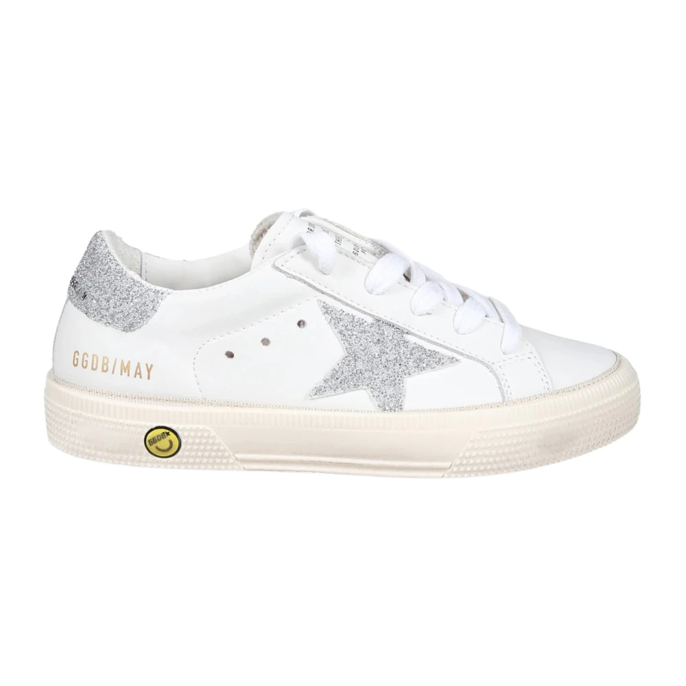 Golden Goose Girls White Sneakers,, Trainers With Glitter Details Size 33 Eu Kids