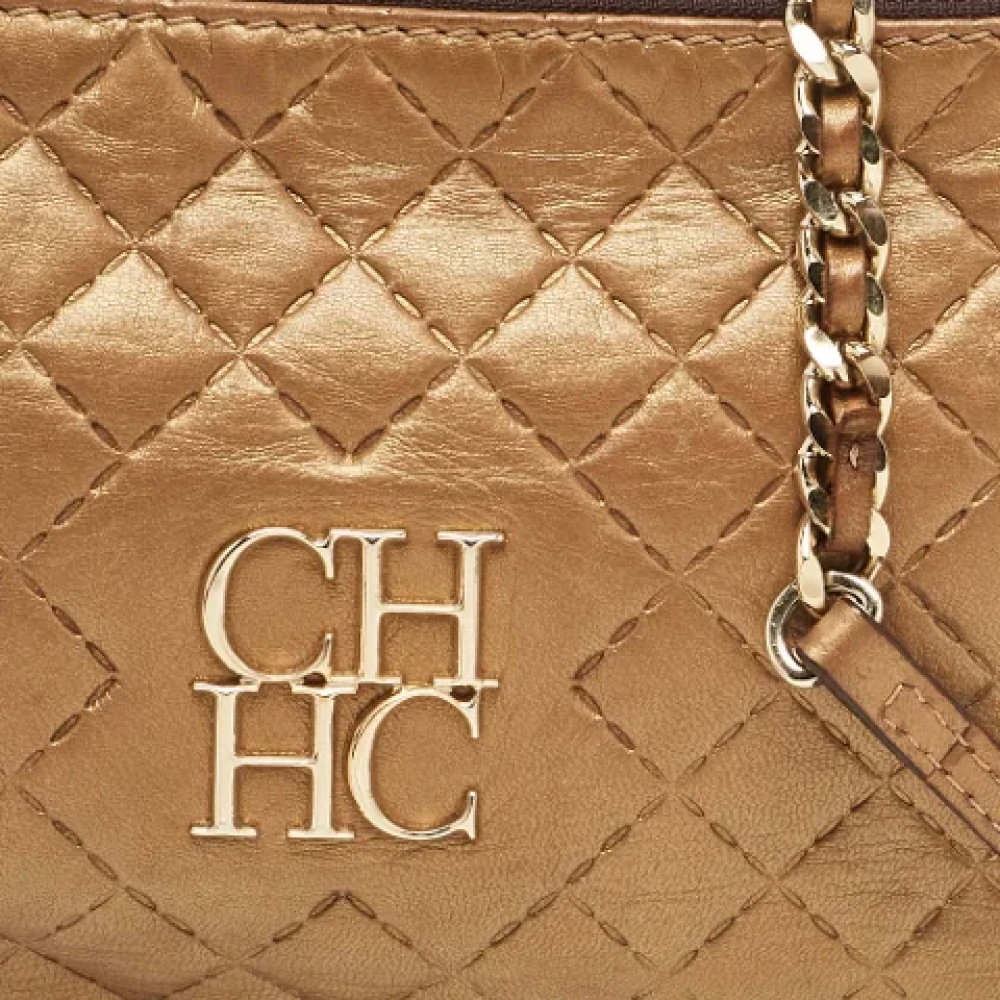Carolina Herrera Pre-owned Leather shoulder-bags Brown Dames