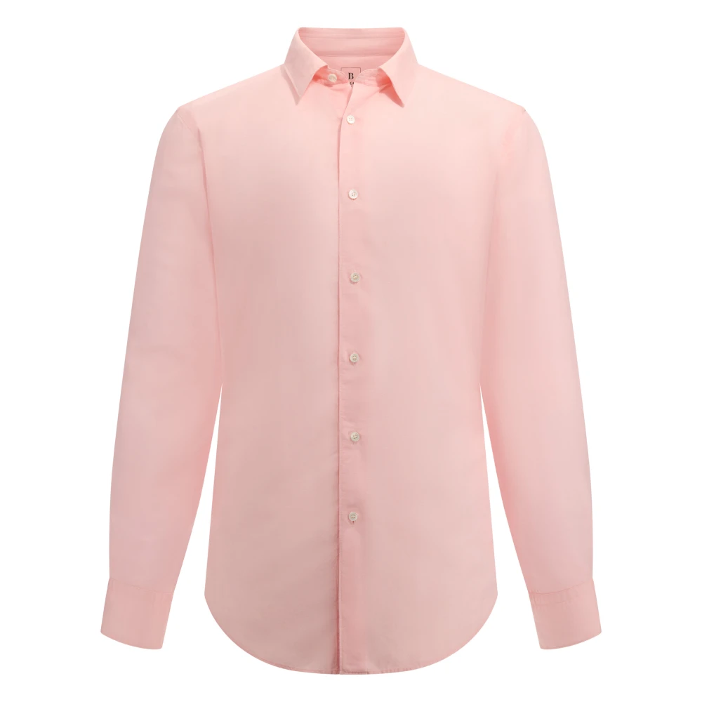 Boggi Milano Herr Rosa Skjortor L, Linne, Regular Fit Tencel Linne Skjorta