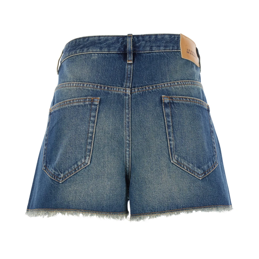Isabel marant Blauwe Shorts met Franjezoom van Katoenmix Blue Dames