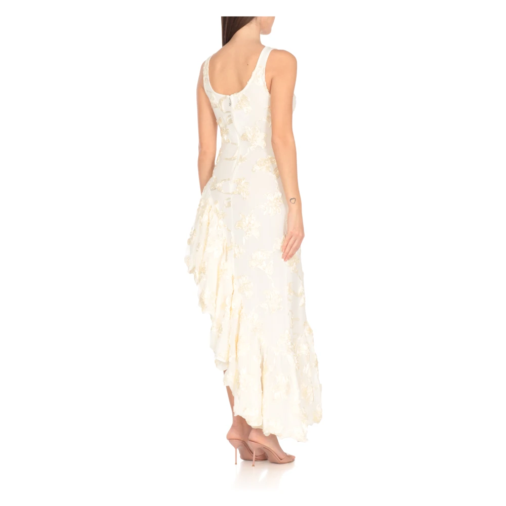 Rotate Birger Christensen Gestempeld Bloemenpatroon Ivoor Jurk Beige Dames