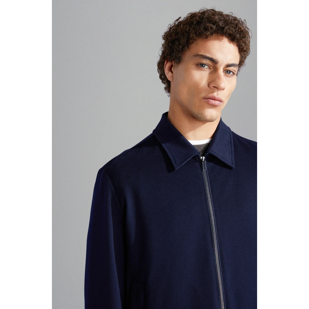 PAUL & SHARK Blauwe Zip Overshirt Jas Blue Heren