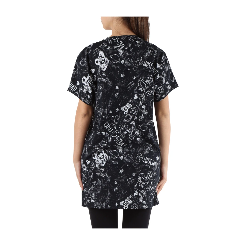 Moschino Stretch katoen logo print t-shirt Black Dames