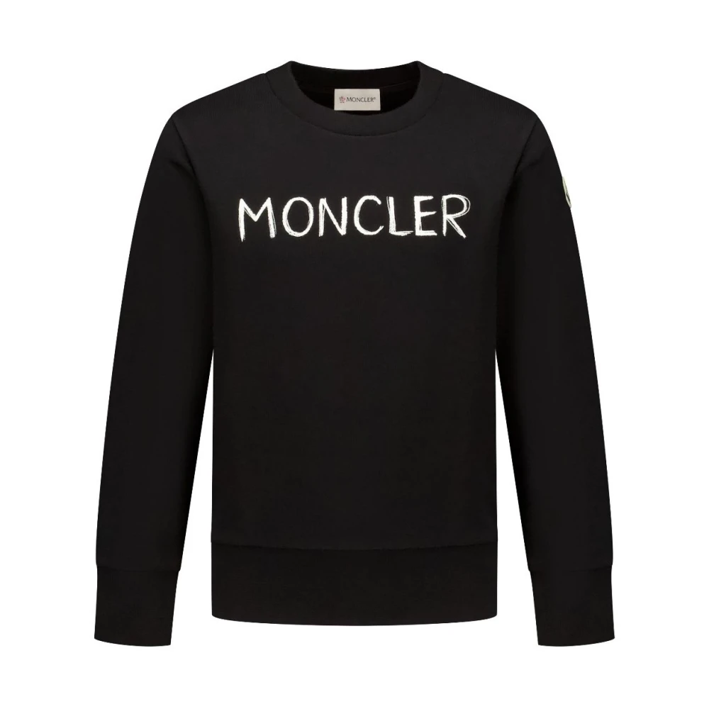 Moncler Unisex Kids Black Kids Sweatshirts, 10 Y, Kids Sweatshirt Crewneck Felpa