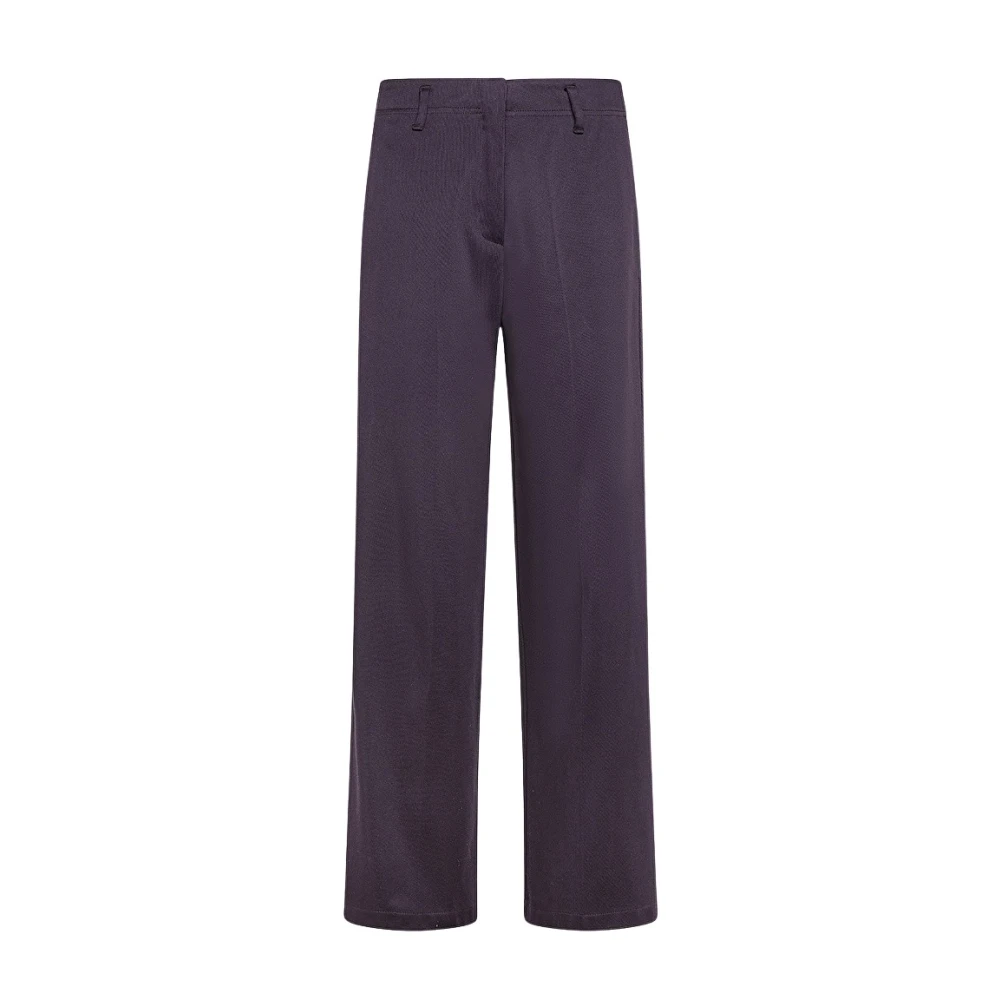 Forte Blauwe Twill Weave Straight Leg Broek Blue Dames