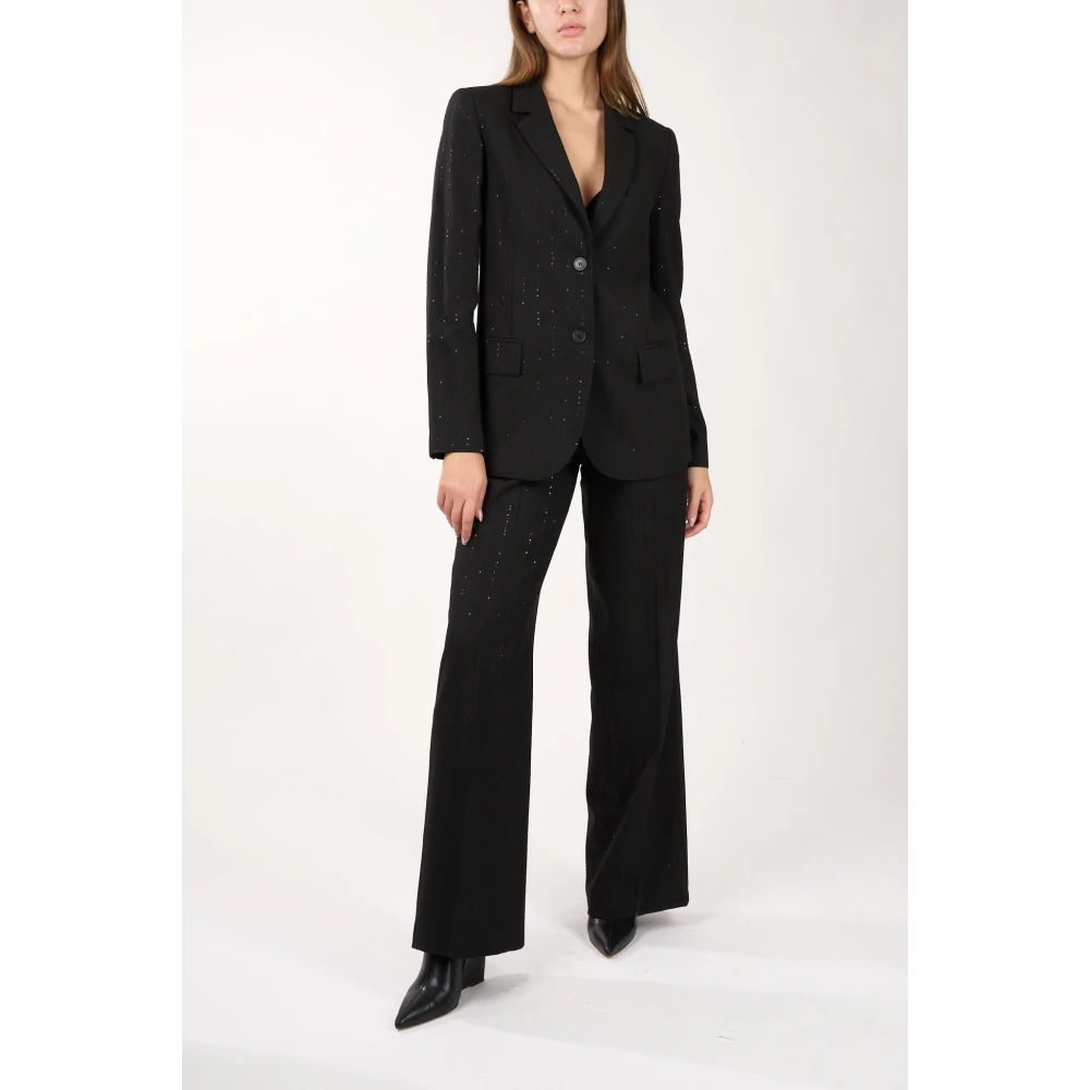Twinset Pailletten Wijde Pijp Broek Black Dames
