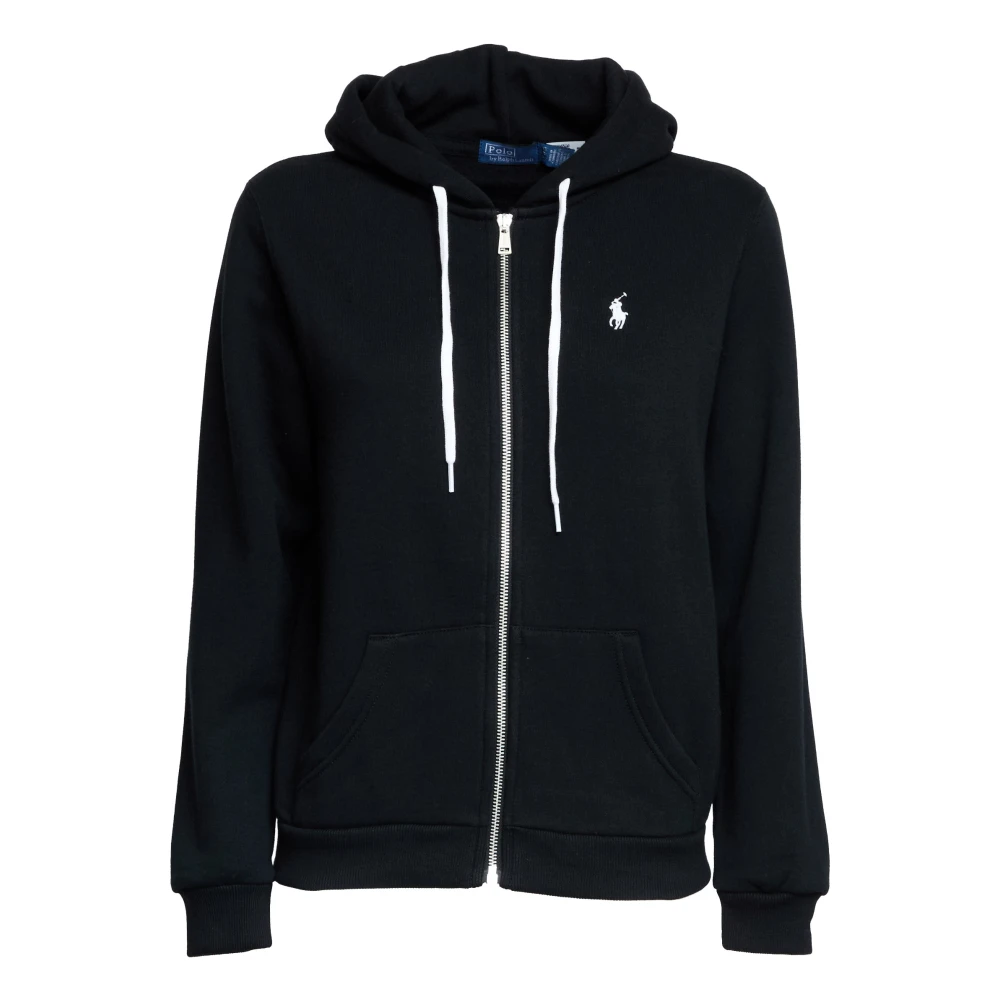 Polo Ralph Lauren Women's Black Zip-Throughs, Xs, Logo Embroidery Hoodie